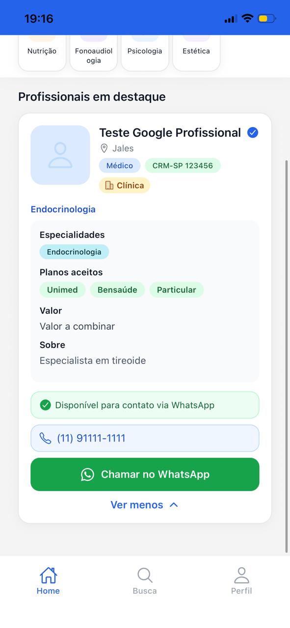 Tela com profissional destacado para contato